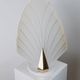 Large vintage Murano glass table lamp – leaf-shaped glass – white, gold metal base – Italy 1980s