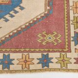 4x7 Burgundy & Beige Vintage Oushak Rug, 132x190Cm