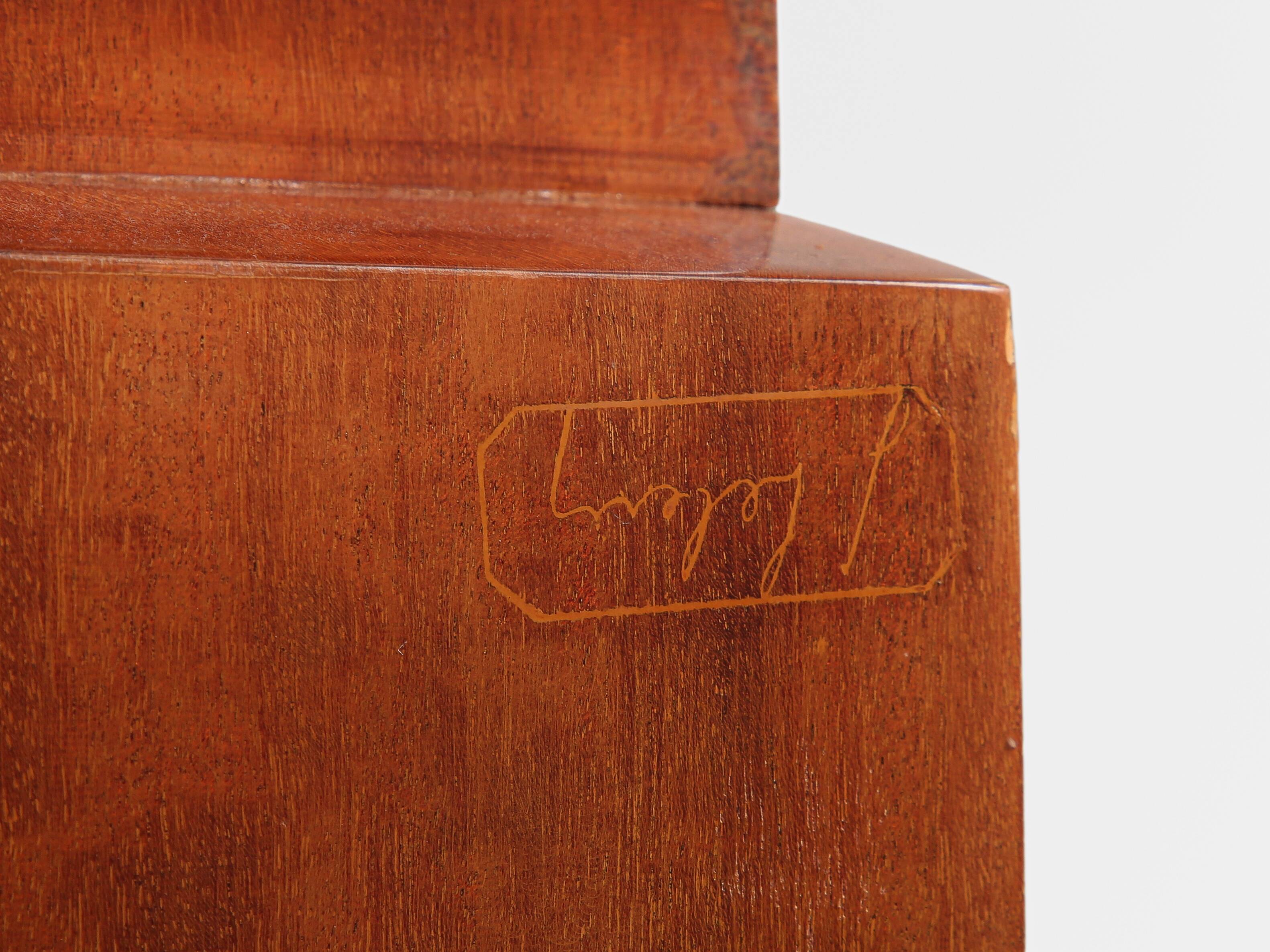 Jules Leleu cabinet in flame mahogany and nickel metal 1930