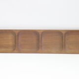 Long teak wooden serving tray or dish with four compartiments