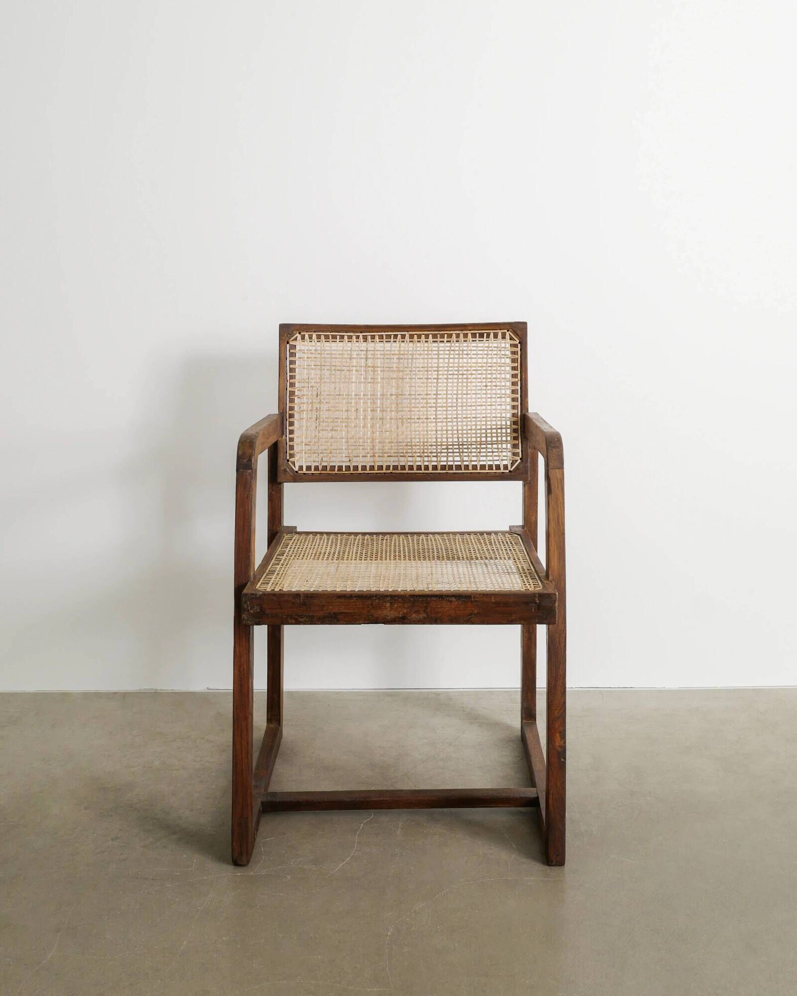 Mid Century Wooden "Box Chair" in Teak by Pierre Jeanneret, 1950s