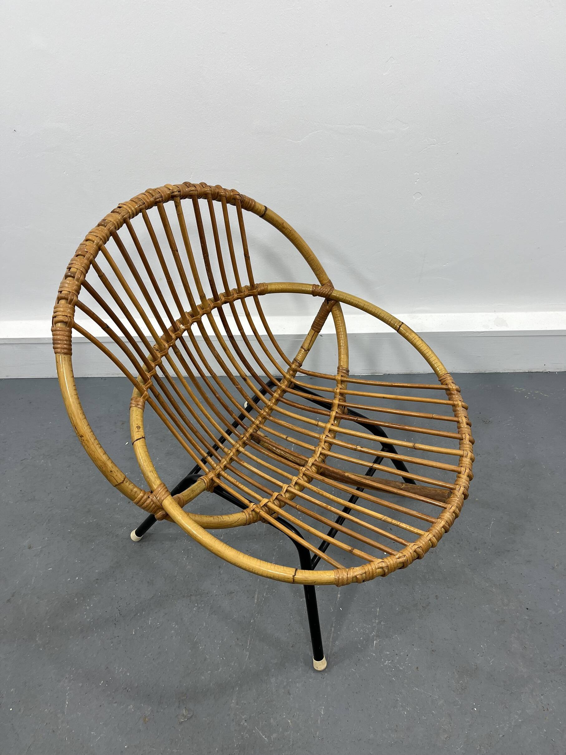 Dutch Rattan and Metal Chair from Rohé Noordwolde, 1950s