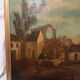 Ancient painting, French school of the 18th century, bucolic scene, ruins.