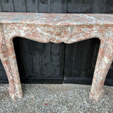 Louis XV style fireplace in grey Ardennes marble, circa 1880.