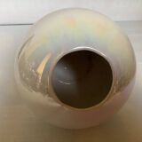 Iridescent white round vase