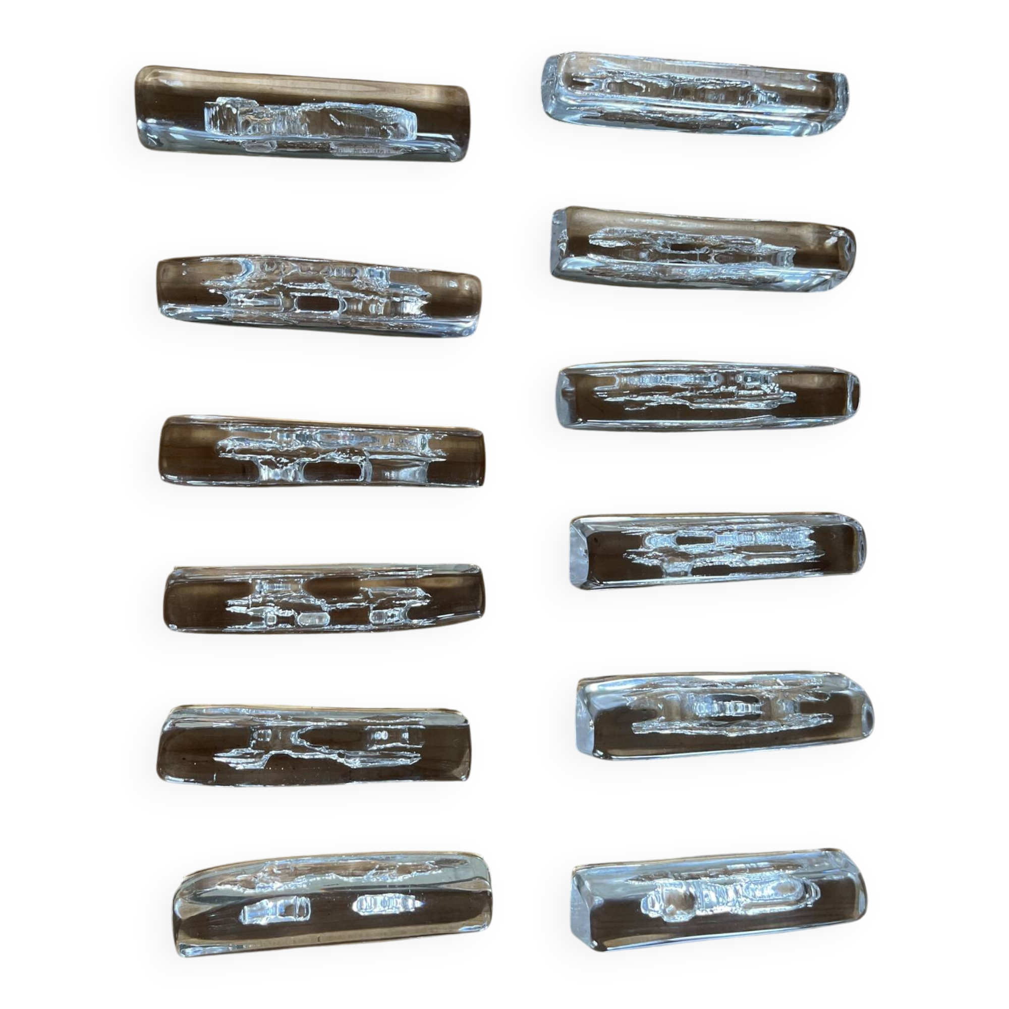 Set of 12 crystal knife rests by Daum - 1960