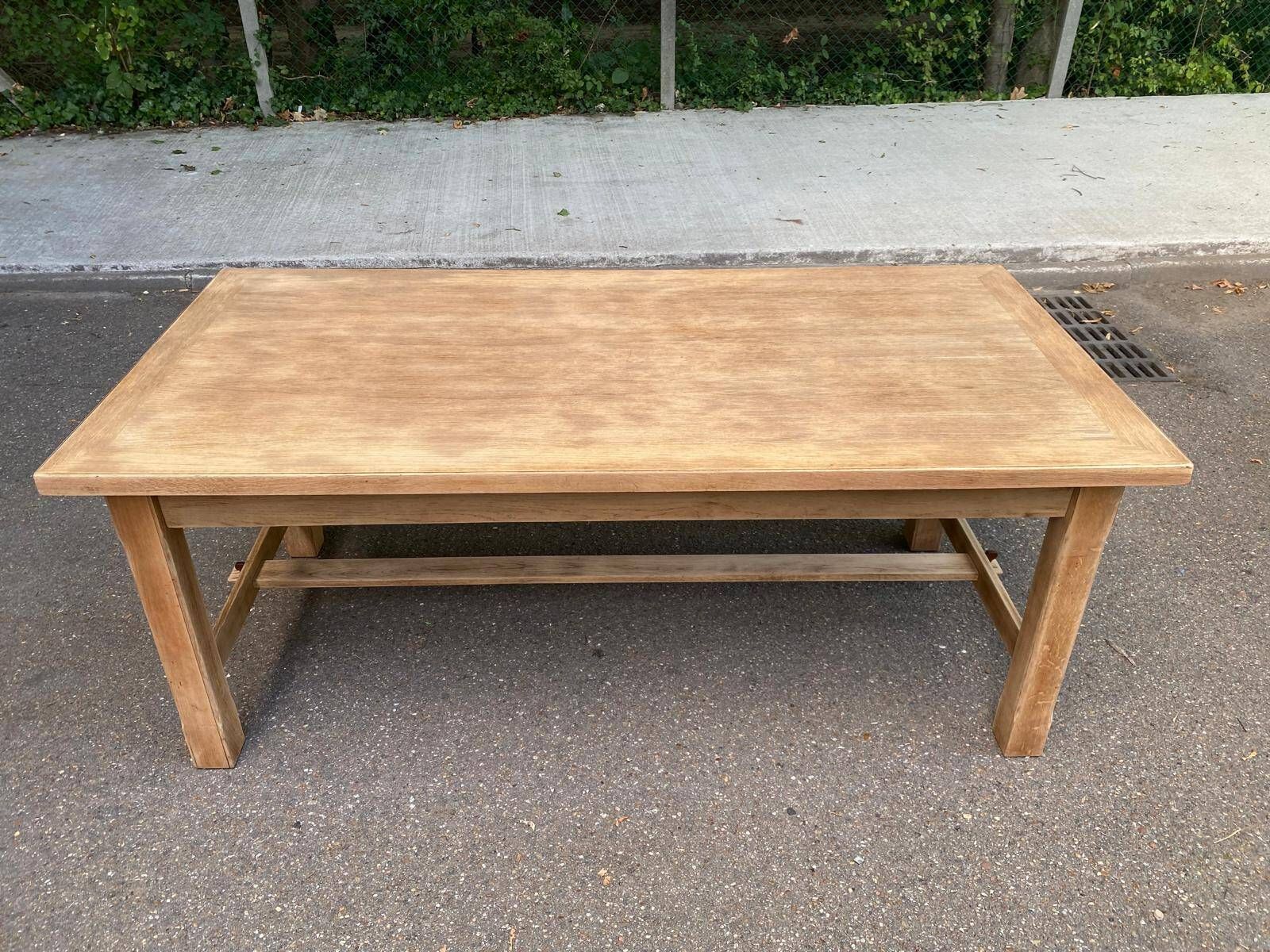 Renovated farmhouse dining table in raw wood from the 20th century 185cm