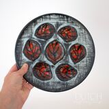 Assiette à huîtres vintage peinte à la main, par MBFA Pornic, vaisselle des années 1960