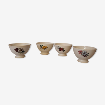 Four old bowls with floral decoration