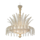Contemporary Venetian White and Gold Leaves Murano Style Glass Chandelier