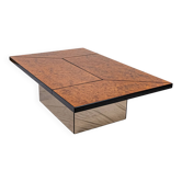 Table basse bar en loupe d'orme, Paul Michel pour Roche Bobois, 1980s