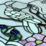 Handmade large window picture made of glass and metal, tiffany style, vintage