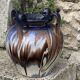 Amphora vase in mixed earth, shades of blue, beige and white, pottery, vintage