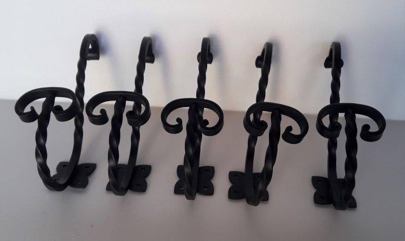 lot 5 patères porte manteau fer torsadé