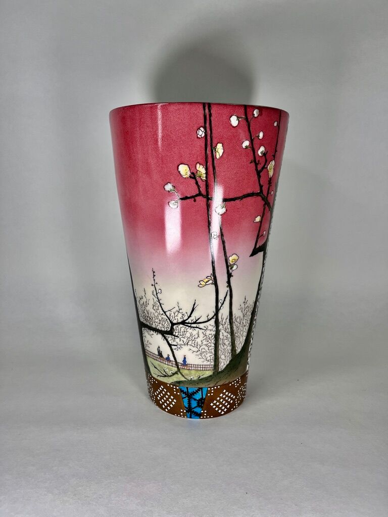 Large Vase Fabienne Jouvin Porcelaine decor Main (2000)