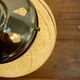 Vintage art deco globe pendant light in mint and gold clichy glass