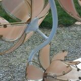 Pair of 70s floor lamps in lacquered metal flowers in glass and gilded metal