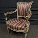 Fauteuil cabriolet Directoire gris rechampi première partie du XIXe