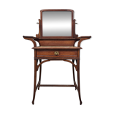 Coiffeuse Art Nouveau miroir noyer massif