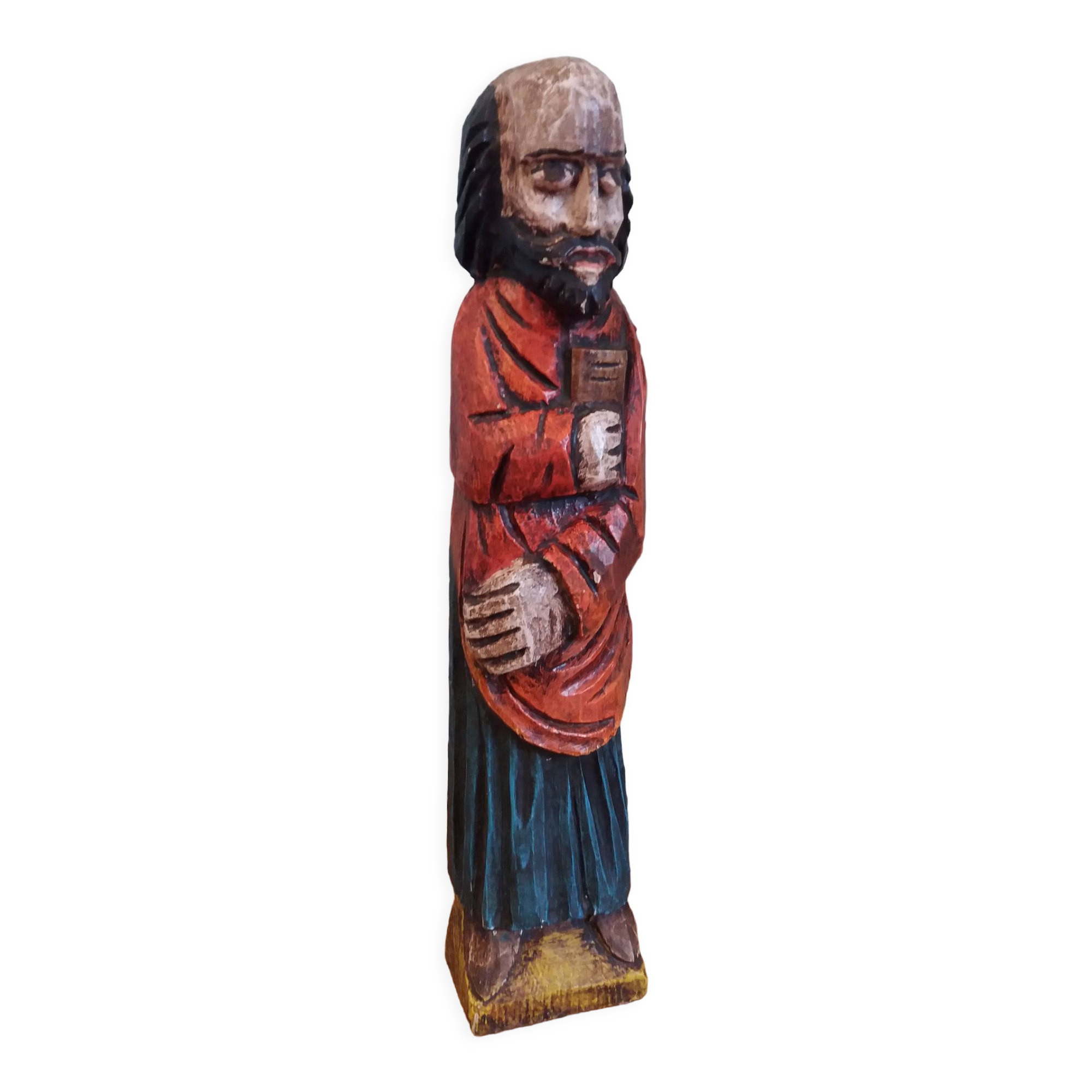 Religious statuette in painted wood