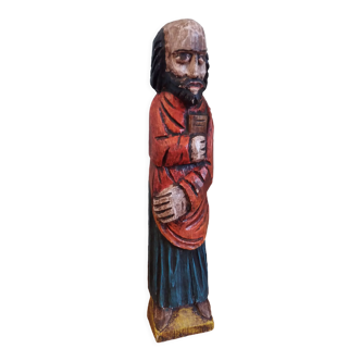 Statuette religieuse en bois peint