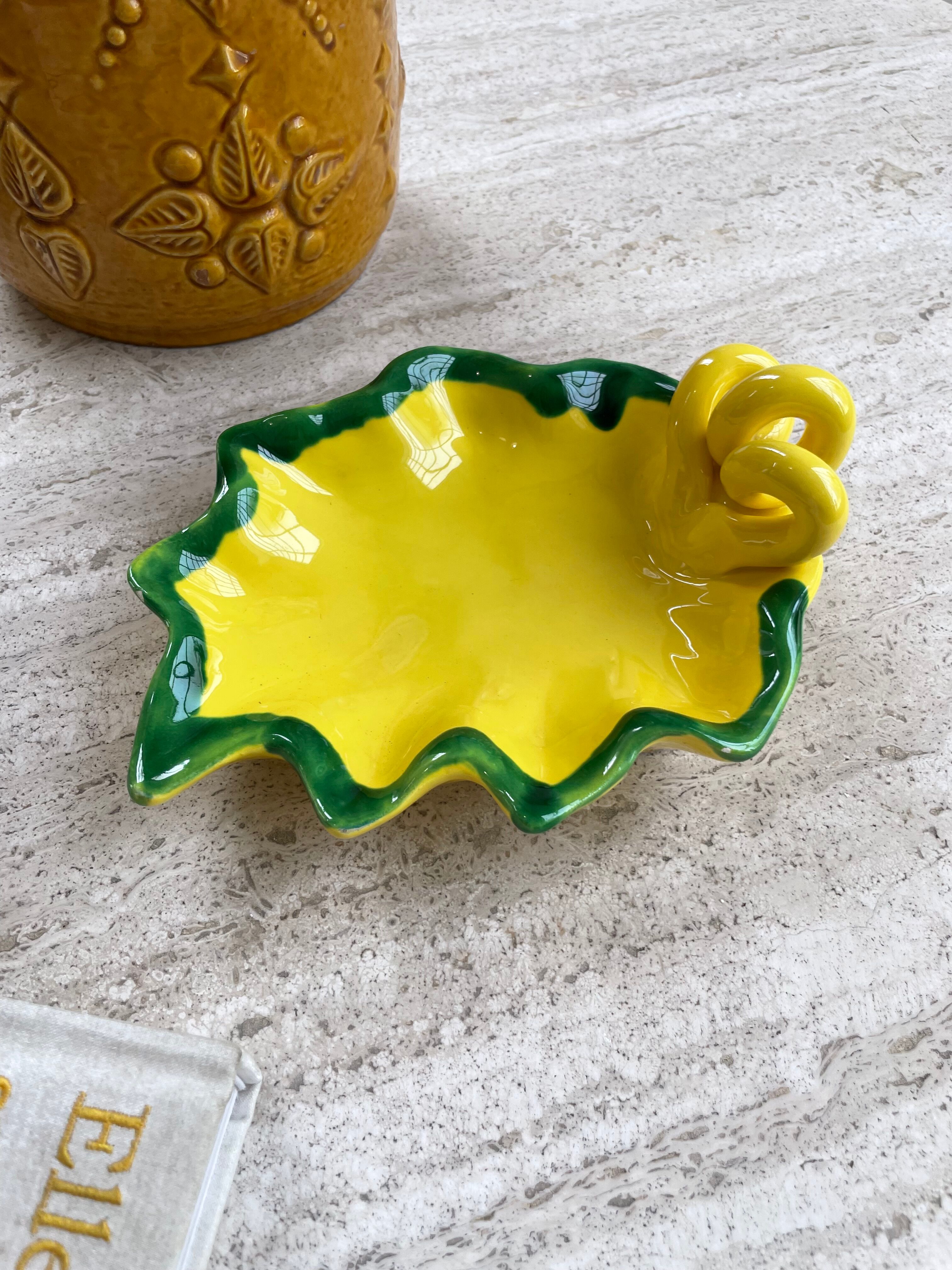 Ceramic yellow vallauris dish