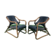 Pair of bamboo lounge chairs with skai leather