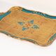 Vintage blue wooden decorative plate, Italy, 1960s