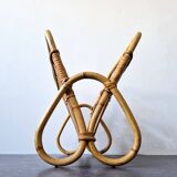 Vintage rattan magazine rack, The Netherlands 1960's