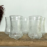 5 vintage relief decor glasses