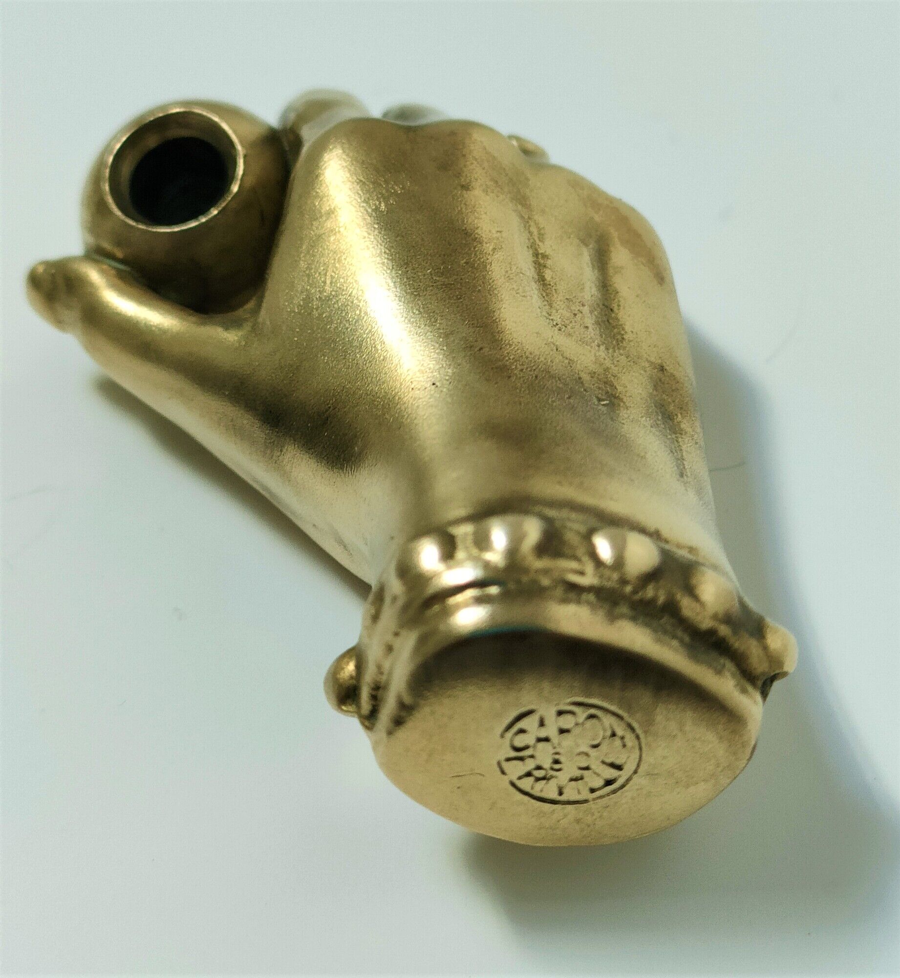 hand bronze art paperweight pen holder early XXth