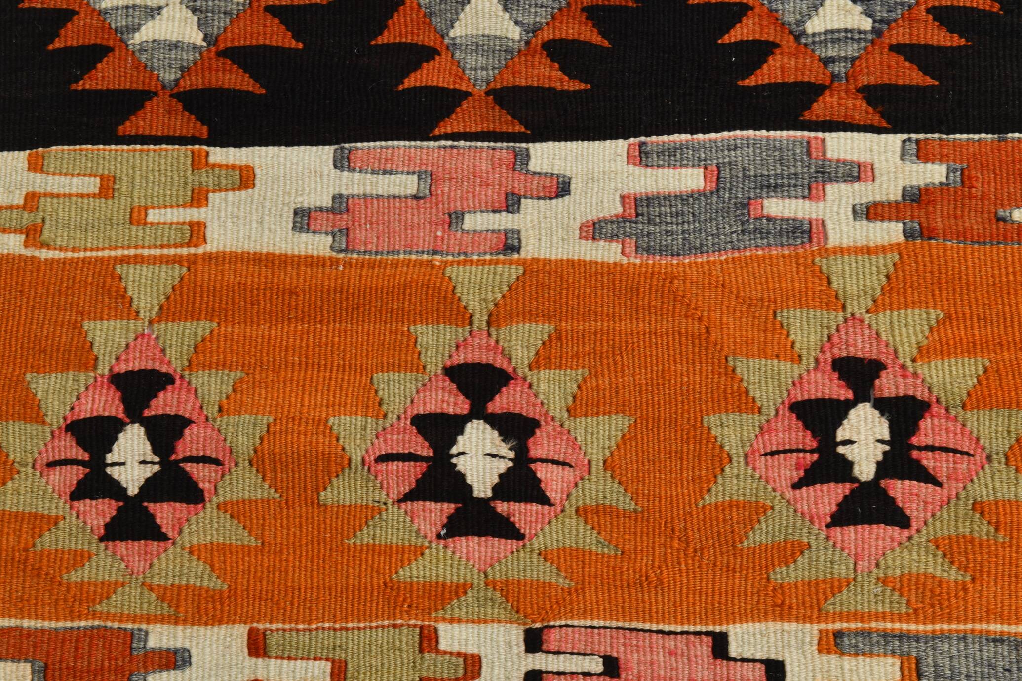 3x10 Boho Style Kilim Runner Rug, Peach Orange Vintage Runner, 73x296 Cm