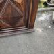 Antique walnut confiturier in Louis XIII style with diamond point panel.