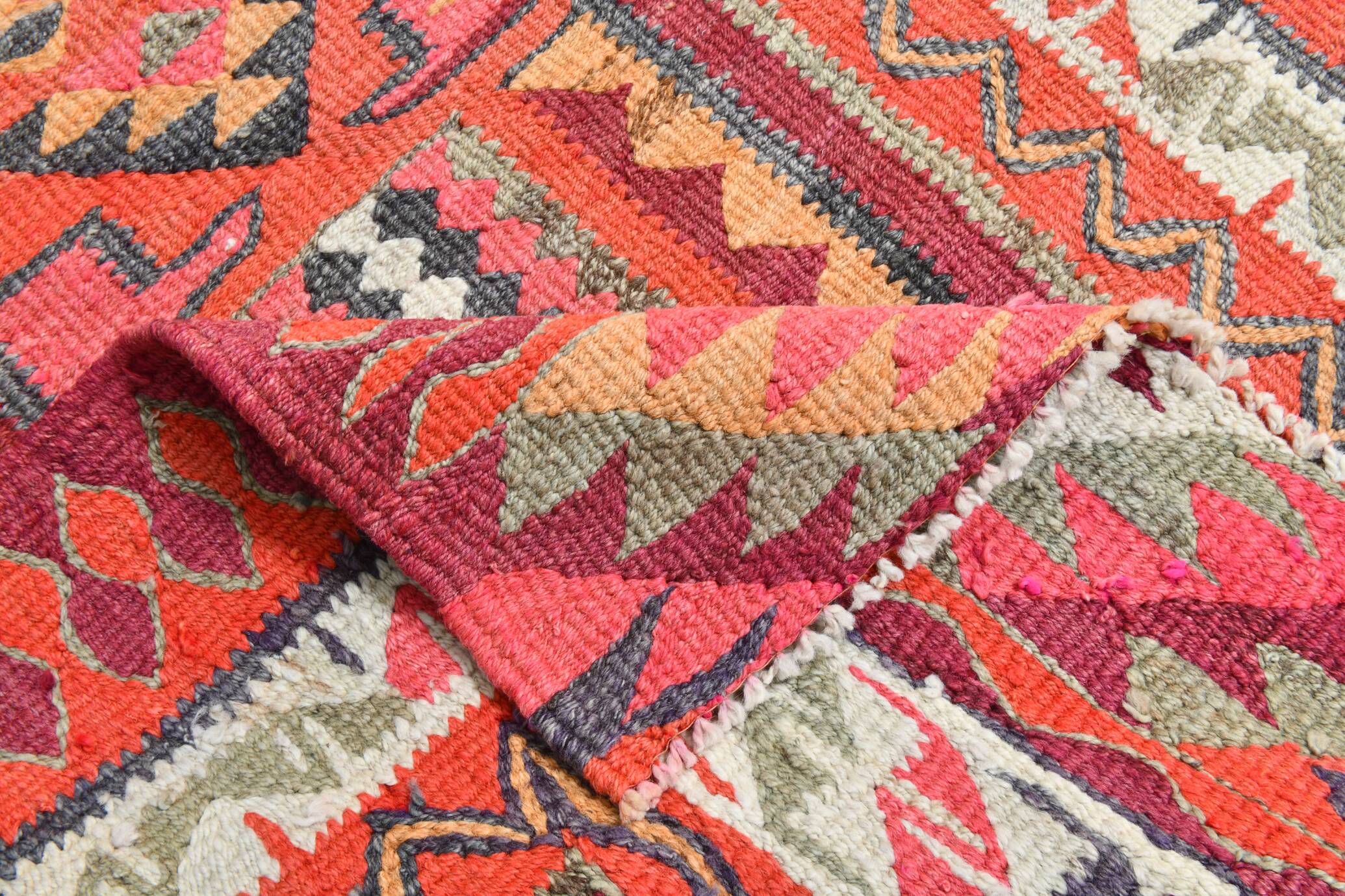 Red & Burgundy Vintage Runner Rug, 102x274Cm
