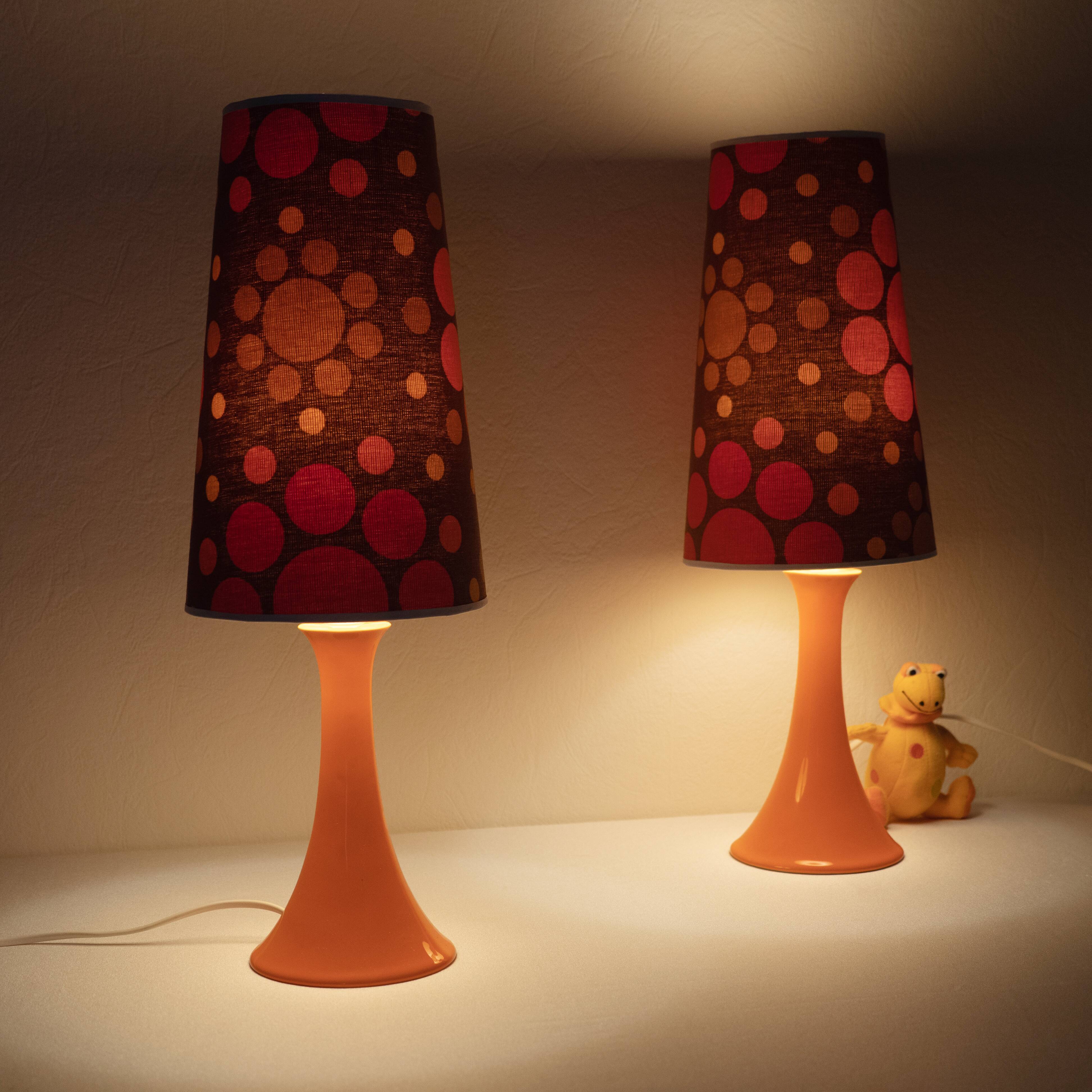 Pair of lamps with pop lampshade from the 70s