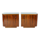 Pair of Art Deco bedside tables in walnut and black glass, Czechoslovakia.