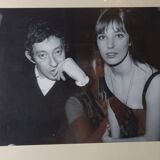Framed silver photograph of Jane Birkin and Serge Gainsbourg