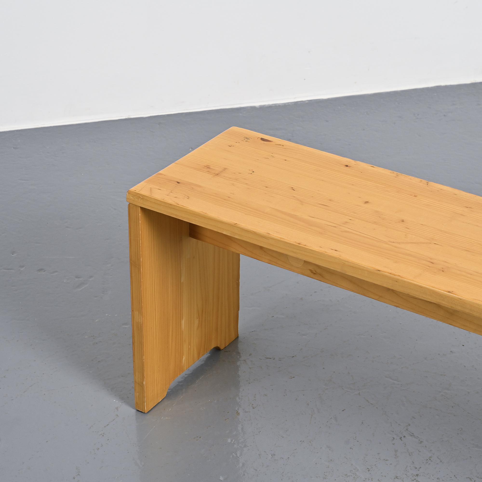 Large bench in solid pine, France, circa 1970