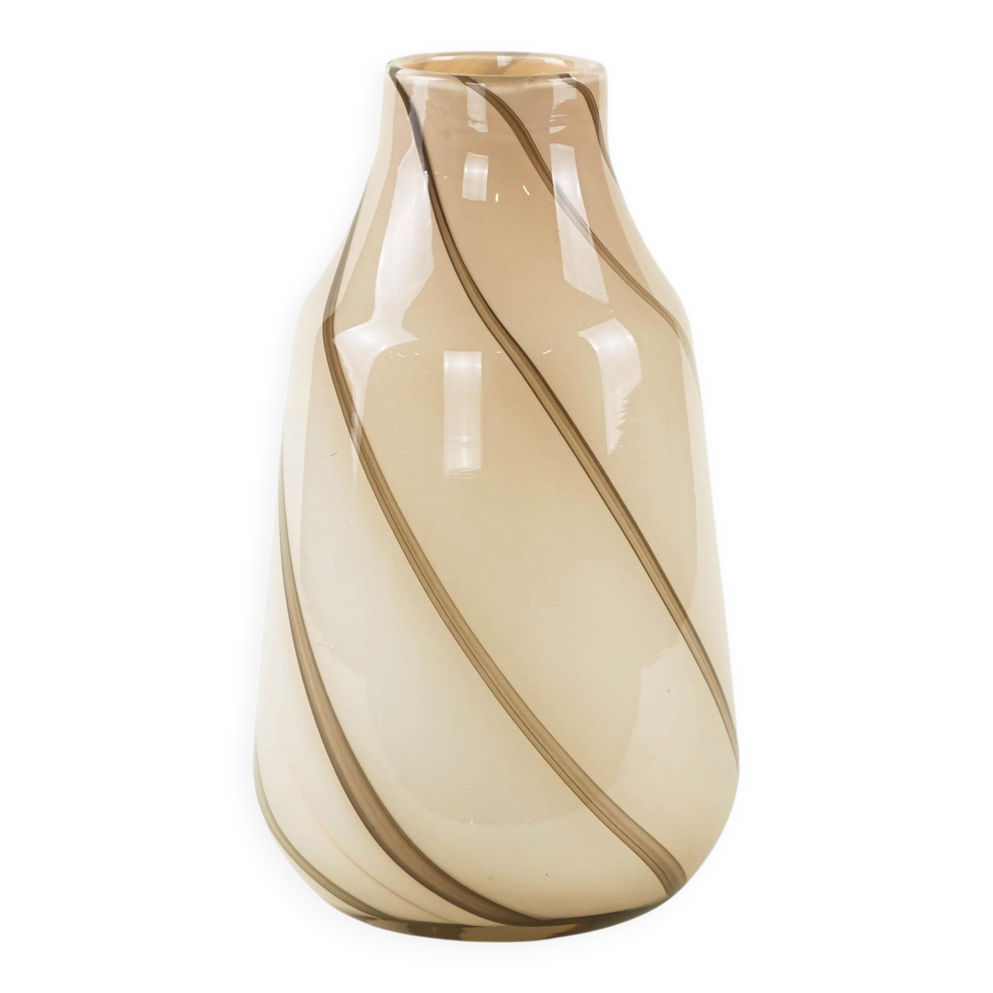Vase en verre beige, design danois, années 1970, fabriqué au Danemark