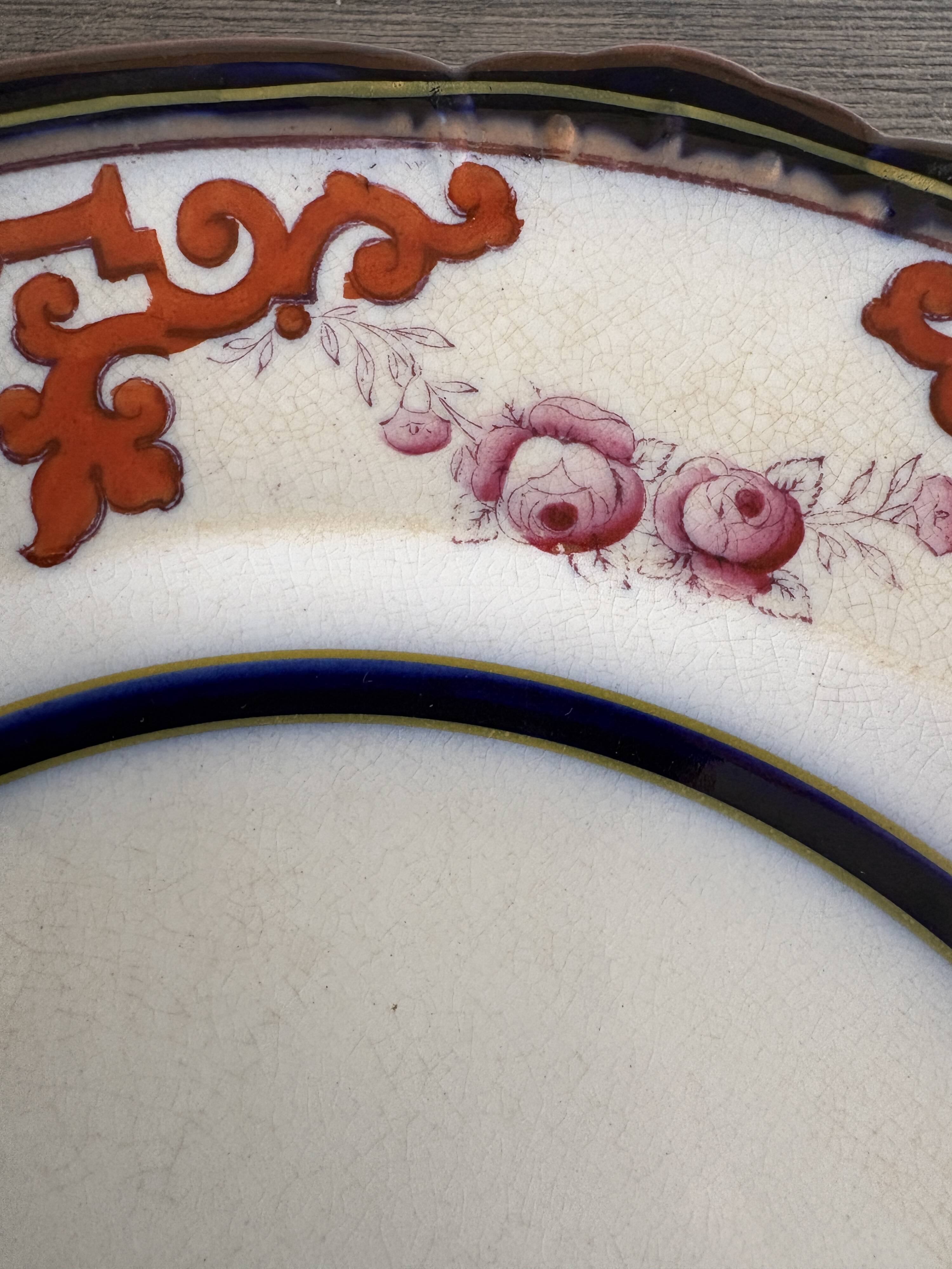 Antique plate in earthenware - English Imari style