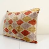 Green silk ikat velvet pillow