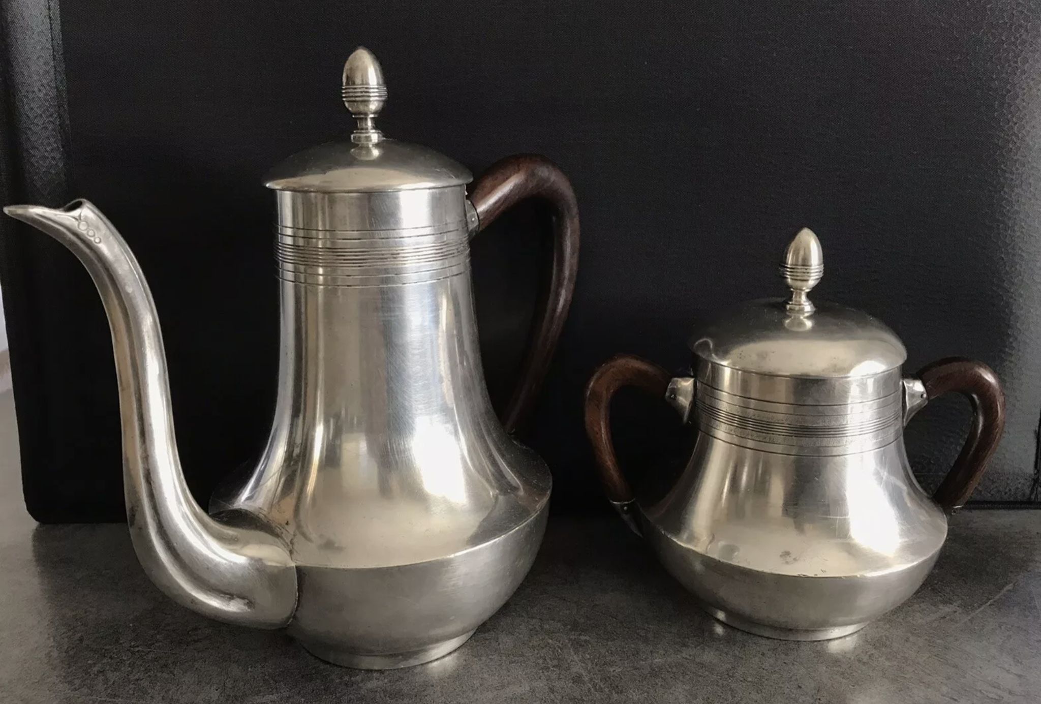Coffee/tea service in silver metal punch goldsmiths phoenix villeurbanne xixth