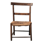 Auvergnat armchair in wood and straw, folk art, 19th century