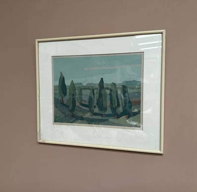 Original Swedish Oil on Paper – “Trees” by Gunnar Fohlin – Signed –