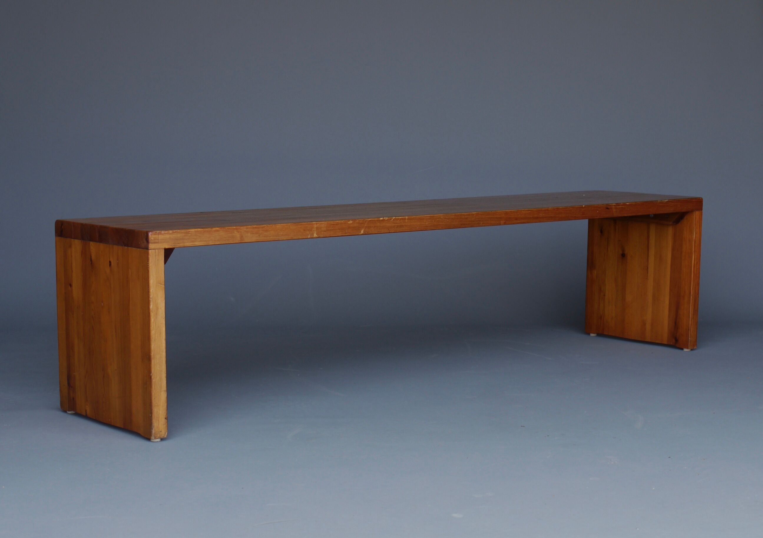 Vintage Scandinavian long pine bench. 1960s