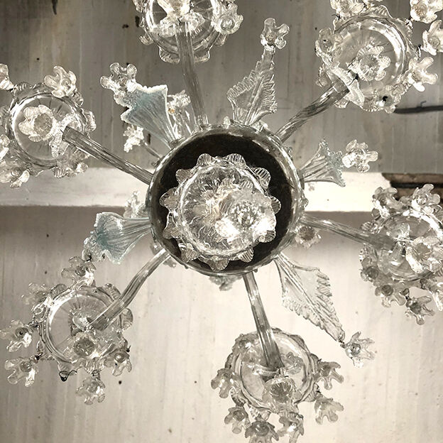 Ancien lustre de Venise, Murano en verre transparent