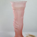 Art deco vase pink hand torch frosted glass