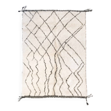 Berber rug Beni Ouarain with black graphic patterns 301x193cm