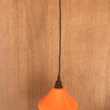 Orange opaline lamp suspension Space Age vintage 1970s