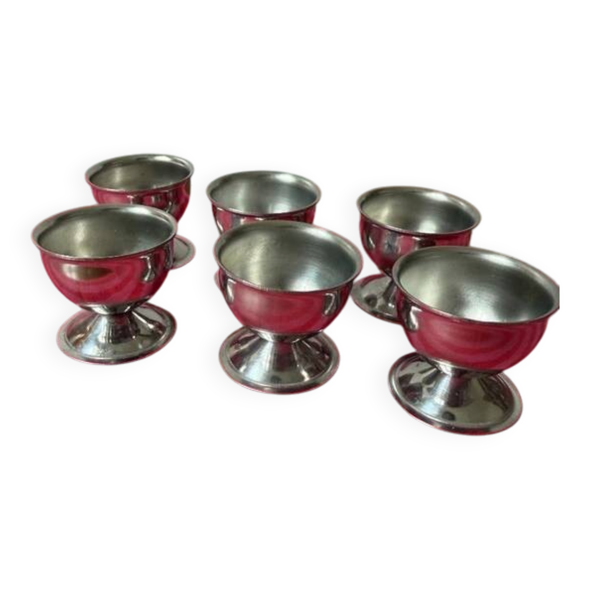 Set of 6 stainless steel egg cups